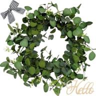 🌿 20" eucalyptus wreath with plaid ribbon and sign - elegant front door wreath for indoors and outdoors логотип