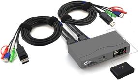 img 3 attached to 🔀 CKLau 2 Port Displayport Cable KVM Switch: Wireless Keyboard Mouse Support, Remote Switching, 4K@60Hz DP 1.2 Version