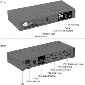 img 1 attached to 🔀 CKLau 2 Port Displayport Cable KVM Switch: Wireless Keyboard Mouse Support, Remote Switching, 4K@60Hz DP 1.2 Version