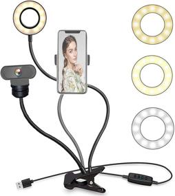 img 4 attached to 📸 Anguipie Ring Light with Stand and Phone Holder, 3 Color Light Modes and 8 Dimming Levels - Ideal for Live Streaming, YouTube, Tiktok, Photography, Makeup - Black