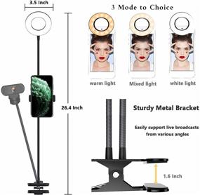 img 3 attached to 📸 Anguipie Ring Light with Stand and Phone Holder, 3 Color Light Modes and 8 Dimming Levels - Ideal for Live Streaming, YouTube, Tiktok, Photography, Makeup - Black