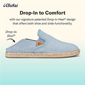 img 2 attached to 👡 OLUKAI Kaula Pa'a Kapa Women's Espadrilles: Comfortable Linen Slip-On Shoes with Lightweight Drop-in Heel Design, Braided Water-Resistant Jute & Wet Grip Soles