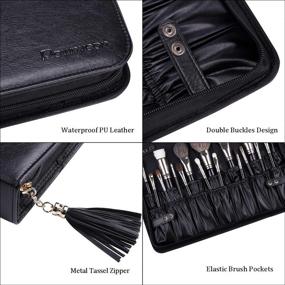 img 2 attached to 👜 Rownyeon Professional Makeup Brush Organizer Bag - Travel-Ready Cosmetic Case for Makeup Artists - Black Leather Handbag Storage by CAMDEEZ