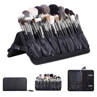 👜 rownyeon professional makeup brush organizer bag - travel-ready cosmetic case for makeup artists - black leather handbag storage by camdeez logo