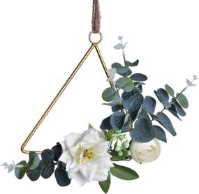 img 3 attached to 🌸 Set of 3 Handcrafted Floral Hoop Wreaths - Clematis and Rose Flowers with Eucalyptus Greenery Metal Hanging Hoops for Wedding Arch Backdrops, Bridal & Baby Shower Wall Decor