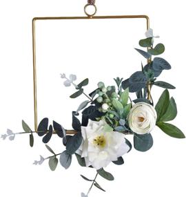 img 2 attached to 🌸 Set of 3 Handcrafted Floral Hoop Wreaths - Clematis and Rose Flowers with Eucalyptus Greenery Metal Hanging Hoops for Wedding Arch Backdrops, Bridal & Baby Shower Wall Decor