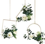 🌸 set of 3 handcrafted floral hoop wreaths - clematis and rose flowers with eucalyptus greenery metal hanging hoops for wedding arch backdrops, bridal & baby shower wall decor логотип