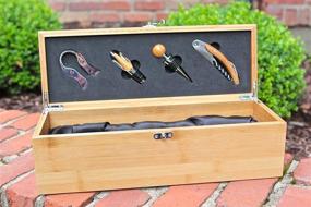 img 1 attached to 🎁 Bamboo Wood Wine Gift Box Set with Tools by CASE ELEGANCE