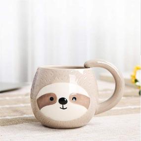 img 3 attached to Novelty Sloth Coffee Mug Cute Travel Tea Mug Animal Cup Cartoon 3D Ceramic Drinkware For Sloth Lovers Birthday Thanksgiving Day Christmas Gifts 14Oz 400Ml