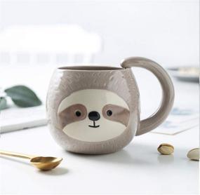 img 2 attached to Novelty Sloth Coffee Mug Cute Travel Tea Mug Animal Cup Cartoon 3D Ceramic Drinkware For Sloth Lovers Birthday Thanksgiving Day Christmas Gifts 14Oz 400Ml