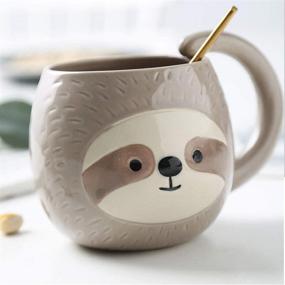 img 1 attached to Novelty Sloth Coffee Mug Cute Travel Tea Mug Animal Cup Cartoon 3D Ceramic Drinkware For Sloth Lovers Birthday Thanksgiving Day Christmas Gifts 14Oz 400Ml