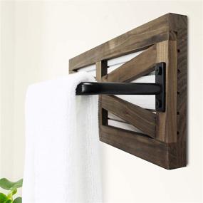 img 3 attached to 2PCS Rustic Wall Mounted Towel Rack: Wood Hanging Bathroom Towel Holder for Kitchen & Bathroom Storage (Brown)