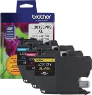 🖨️ lc30133pks genuine brother printer 3-pack high yield color ink cartridges, page yield up to 400 pages/cartridge, includes cyan, magenta, and yellow, lc3013 логотип