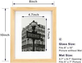 img 3 attached to One Wall Tempered Glass 8x10 Picture Frame: Natural Wood Color with Mats for 5x7 Photo - Wall Mount and Tabletop Frame with Mounting Hardware Included