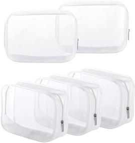 img 4 attached to 🛍️ Compact and Versatile: 5 Pack Clear PVC Zippered Toiletry Carry Pouches for TSA Approved, Portable Cosmetic Makeup and Travel Bag in Small Size, White