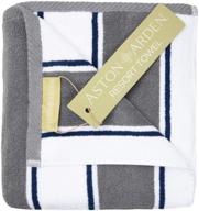 🏖️ arkwright oversized extra thick beach towel (35x70 in., 600 gsm), 1 luxury pool towel, extra large bath towel - gray/navy logo
