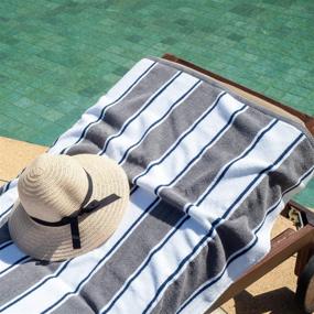 img 2 attached to 🏖️ Arkwright Oversized Extra Thick Beach Towel (35x70 in., 600 GSM), 1 Luxury Pool Towel, Extra Large Bath Towel - Gray/Navy