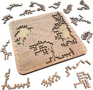 🧩 challenging aztec labyrinth wooden jigsaw puzzle - expert level brain teaser for adults with 50 pieces, 11.3" x 11.3 logo