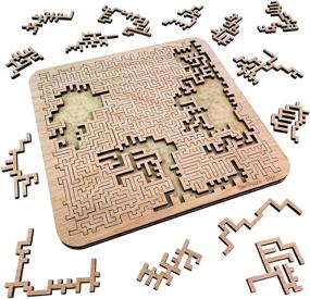 img 3 attached to 🧩 Challenging Aztec Labyrinth Wooden Jigsaw Puzzle - Expert Level Brain Teaser for Adults with 50 Pieces, 11.3" x 11.3