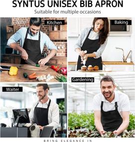 img 1 attached to 👨 Противобрызговый Нагрудник Syntus 2 шт. с регулируемым фиксатором - Идеально подходит для барбекю, готовки и рукоделия - Унисекс кухонные фартуки для женщин и мужчин - Стильный черный дизайн