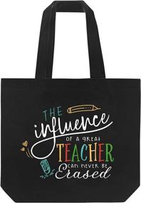 img 1 attached to Stylish and Funny Teacher Christmas Gift: ElegantPark Canvas 🎁 Teacher Bag Black for Teacher Appreciation & Gifts with Interior Pocket