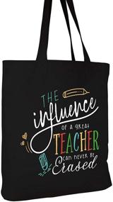 img 2 attached to Stylish and Funny Teacher Christmas Gift: ElegantPark Canvas 🎁 Teacher Bag Black for Teacher Appreciation & Gifts with Interior Pocket