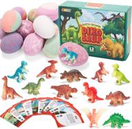 12-пачечка детских бомб для ванны с игрушками динозавров - сюрприз внутри, набор натуральных эфирных масел для spa ванны - безопасный подарок на день рождения для мальчиков и девочек. логотип