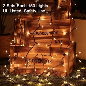 img 3 attached to PhilzOps Connectable Christmas Lights, 300ct 69.6ft UL Certified Incandescent Christmas Tree Lights, Indoor/Outdoor Xmas String Lights, Warm White - Brown Wire