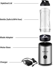 img 2 attached to 🍹 Convenient Portable Smoothies Shakes Blender: Cordless & Rechargeable Juicer Cup with 10 oz Travel Sports Bottles - BPA-Free (Silver & Black)