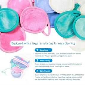 img 1 attached to Nugilla Makeup Remover Pads - 16 Pack, 2-Layer 3.74 Inch Reusable Microfiber Cleansing Pad with Laundry Bag - Suitable for All Skin Types, Set of 4 Color Facial Cleansing Pads