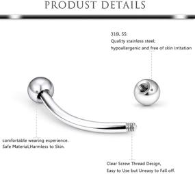 img 2 attached to Hoeudjo Eyebrow Surgical Barbell Piercing Women's Jewelry