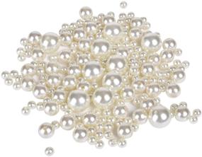 img 4 attached to Z-synka Assorted Plastic Bead Pearls - DIY Jewelry Necklaces, Table Scatter, Wedding and Birthday Party Decoration, Home School and Event Supplies - 8oz Pack with 100 Pieces - Ivory, 10mm/14mm/20mm