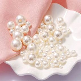 img 2 attached to Z-synka Assorted Plastic Bead Pearls - DIY Jewelry Necklaces, Table Scatter, Wedding and Birthday Party Decoration, Home School and Event Supplies - 8oz Pack with 100 Pieces - Ivory, 10mm/14mm/20mm