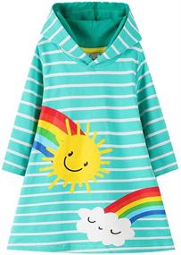 img 4 attached to 🌈 Rainbow Striped Playwear Dresses for Girls - Applique D Clothing and Dresses