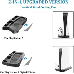 img 2 attached to 🎮 CONNYAM Charging Stand with Cooling Fan for PS5: Ultra HD Console, Digital Edition + DualSense Controller + 14 Game Storage, Sony PlayStation 5