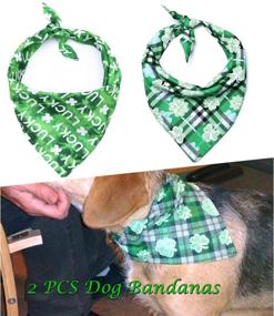 img 2 attached to 🍀 PoSeitiks St. Patrick's Day Dog Bandana Set - 9PCS: Adjustable Three Leaf Bandanas, Green Assorted Bow Ties, Lucky Green Eyeglass. Perfect Cat and Dog Costume!