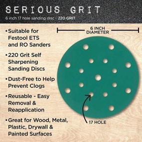 img 3 attached to 🛠️ Serious Grit Premium 6-Inch 17-Hole Sanding Discs - 220 Grit, 50 Pack (Formerly Armadillo Abrasives)