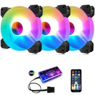 🌈 pecham 3 pack rgb case fans - 120mm silent computer cooling fans with remote control, addressable rgb color changing leds, music sync, and 5v argb motherboard sync (rgb2) logo