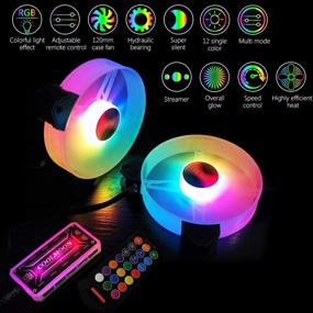 img 2 attached to 🌈 PECHAM 3 Pack RGB Case Fans - 120mm Silent Computer Cooling Fans with Remote Control, Addressable RGB Color Changing LEDs, Music Sync, and 5V ARGB Motherboard Sync (RGB2)