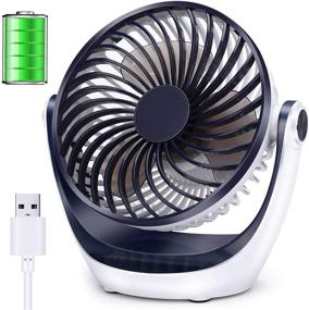 img 4 attached to 💨 Aluan Desk Fan: Compact Rechargeable Table Fan with Powerful Airflow - 3 Speeds, 360°Rotatable Head - Ideal for Home, Office, Bedroom, and Desktop Use