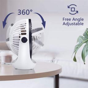 img 1 attached to 💨 Aluan Desk Fan: Compact Rechargeable Table Fan with Powerful Airflow - 3 Speeds, 360°Rotatable Head - Ideal for Home, Office, Bedroom, and Desktop Use