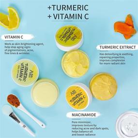 img 2 attached to 🧖 ANAIRUI Turmeric Vitamin C Facial Mask Set: Clarifying Clay, Purifying Peel Off, Hydrating Ice Cream Masks for Acne, Dark Spots, Oily Skin - 1.75 oz, Pack of 3