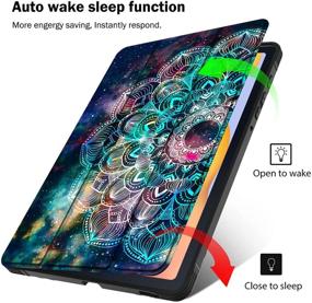 img 2 attached to Hocase Galaxy Tab S6 Lite 10.4 Case - Premium PU Leather Tri-Fold Flip Cover with Auto Sleep/Wake - Soft TPU Back - Mandala in Galaxy - 2020 Edition (SM-P610/P615)