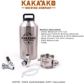 img 1 attached to Kakaako Brewing Co - 64 oz Pressurized Growler and Dispenser: Enjoy 🍺 Fresh Craft Beer and Homebrew with CO2 Regulator, Vacuum Insulation, and Standard Faucet