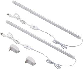 img 4 attached to Enhance your Kitchen & Cupboard with LED Dimmable Under Cabinet Lighting – USB Powered Strip Lights with Touch Sensor, 2 Pack, 20inch 5W Closet Light Bar with ETL Plug, 3 Color Temperature: Perfect for Shelf and More!