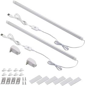 img 1 attached to Enhance your Kitchen & Cupboard with LED Dimmable Under Cabinet Lighting – USB Powered Strip Lights with Touch Sensor, 2 Pack, 20inch 5W Closet Light Bar with ETL Plug, 3 Color Temperature: Perfect for Shelf and More!