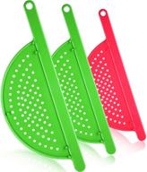 🍝 3-piece pot drainer with handle - handheld pan/pot strainer - plastic side strainer for pasta, noodles, fruit, veggies, and more - fits up to 9 inches logo