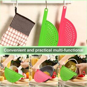 img 1 attached to 🍝 3-Piece Pot Drainer with Handle - Handheld Pan/Pot Strainer - Plastic Side Strainer for Pasta, Noodles, Fruit, Veggies, and More - Fits up to 9 Inches