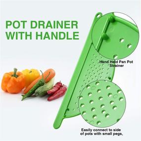 img 2 attached to 🍝 3-Piece Pot Drainer with Handle - Handheld Pan/Pot Strainer - Plastic Side Strainer for Pasta, Noodles, Fruit, Veggies, and More - Fits up to 9 Inches