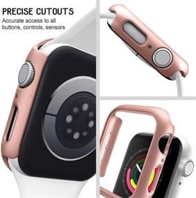 img 3 attached to 📱 4-упаковка чехла Mugust для Apple Watch 38мм серии 3 2 1 - жесткий ПК бампер защитный каркас для iWatch, черный, розовое золото, серебро и прозрачный.